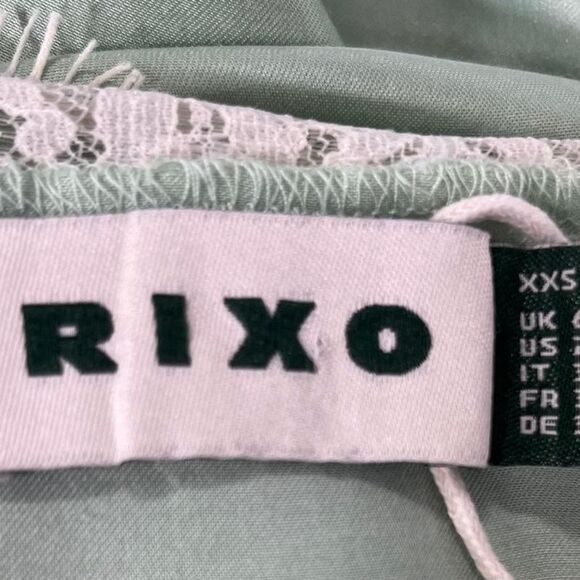 Rixo Annina Lace Trim Midi Dress in Green Viscose - Picture 5 of 6